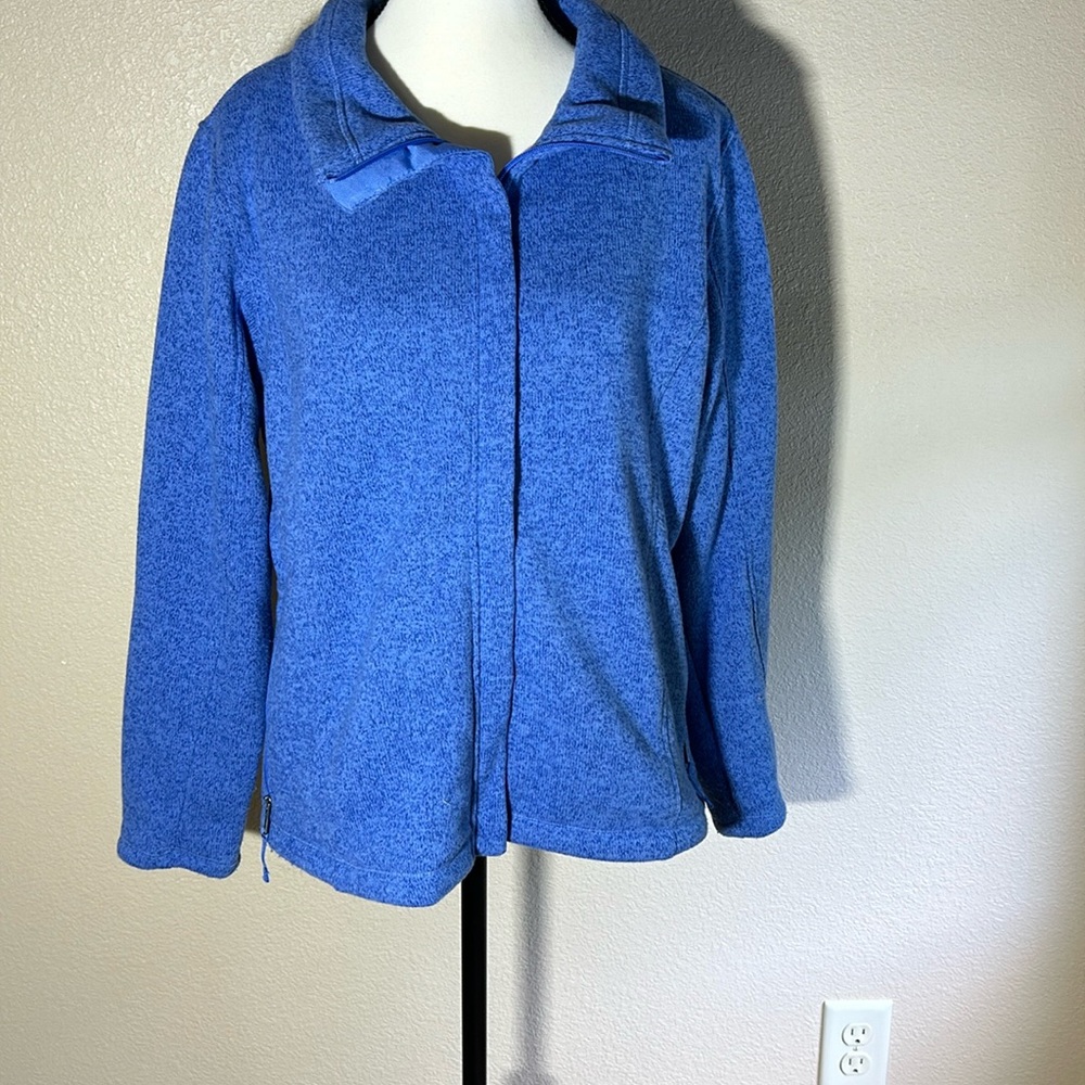 Land's End Women's Full Zip Blue Fleece Jacket Size Large